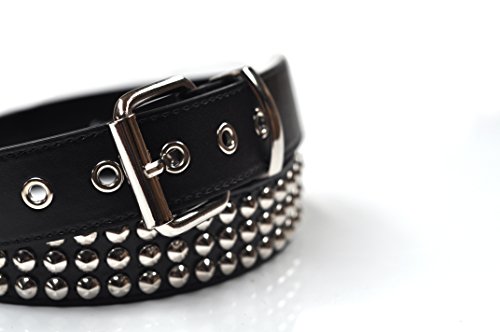 foolsGold 3 Row Conical Silver Studded Black Belt3