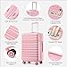 Kono Expandable 28 Inch Large Checked Luggage: ABS+PC Hardside Trolley Travel Case - Hard Shell Suitcase with TSA Lock, Cream/Pink