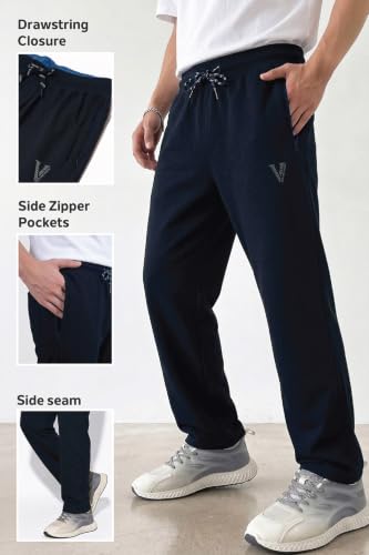 Image of Van Heusen Men's Track Pant | Side Zipper Pockets |Mid-Rise| Comfort Fit | Cotton Blend | Breathable & Casual | Easy Stain Release| Anti-Static Fabric | Activewear | Drawstrings | Style 50052