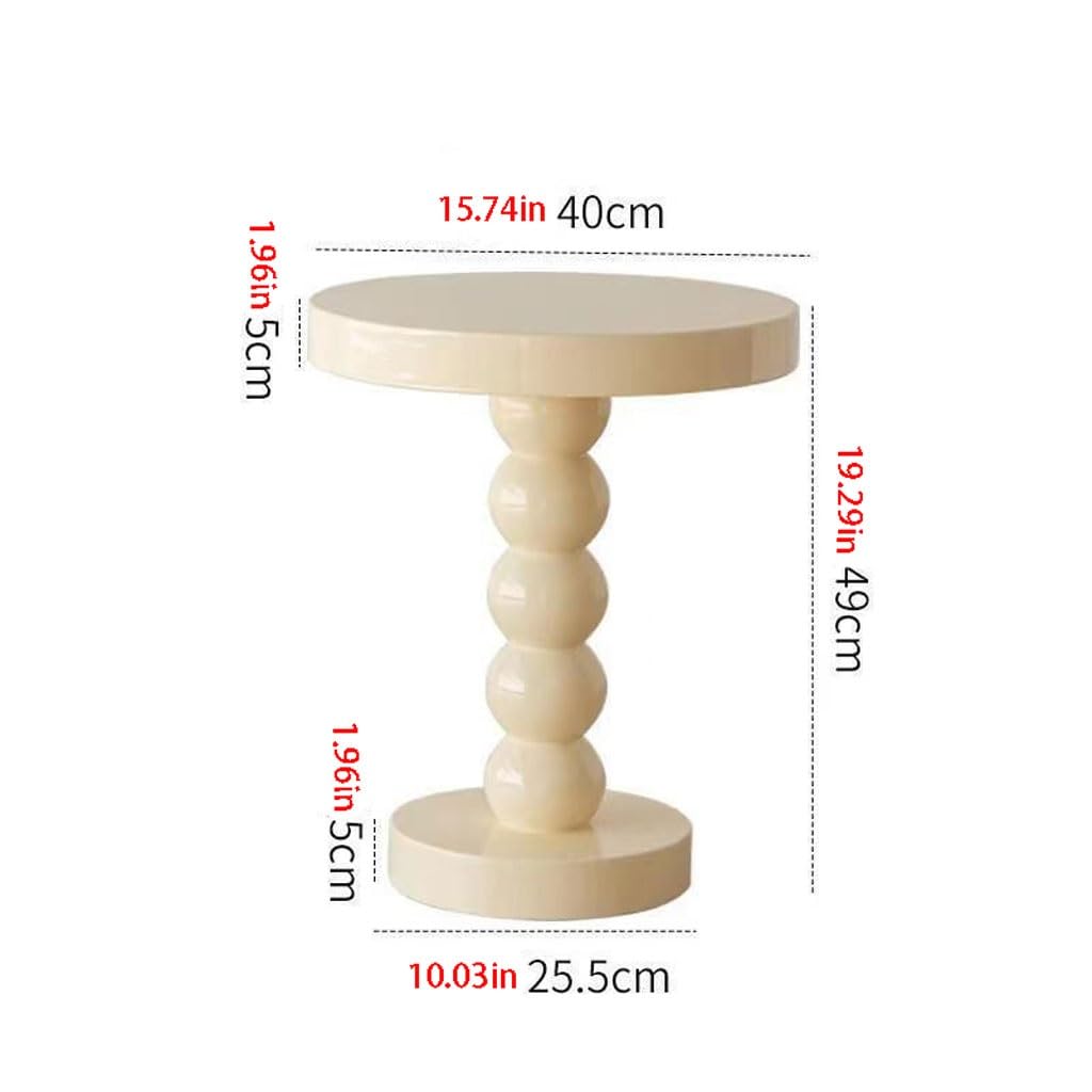 RENEESME Sofa Vintage Sofa Side Table Solid Wood Small Round Table Coffee Table Bedside Small Table Shelf Corner Table Side Table Sofas for Living Room(Red)