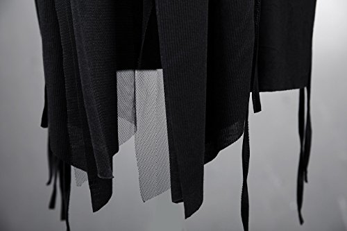 Byther Cloak With Hood Mens Sleeveless Mesh Layered Cut Off Open Vest Dark Goth Cardigan Black #TOP1