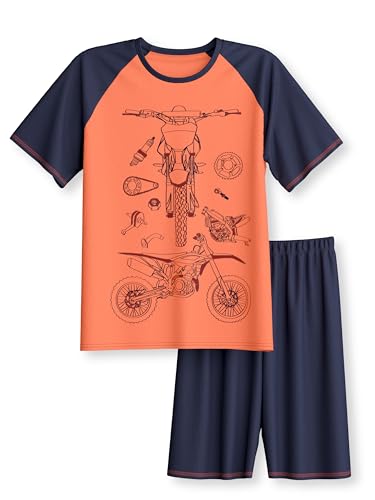 Pyjamaset garçon CALIDA en coton bio bleu et gris pour nuit confortable