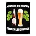 Produktbild Anstatt zu heizen trink ich lieber Weizen Metallschild XL in 21x28 cm witziges Blechschild für Biertrinker mit lustigem Spruch zur Energiekrise Inflation steigende Kosten mit Humor