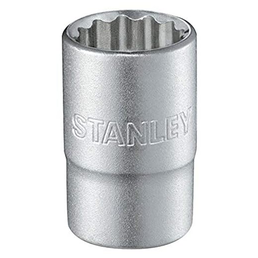 Stanley Steckschlüssel 12-Kant (1/2 Zoll, 18 mm, 38 mm Länge, metrisch, Chrom-Vanadium Stahl, Maxi-Drive Profil) 1-17-061