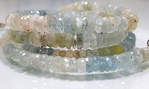 LKBEADS Multi Aquamarine Facetecd koraliki do opon kształt koła 6 x 7,5 mm 23 cm