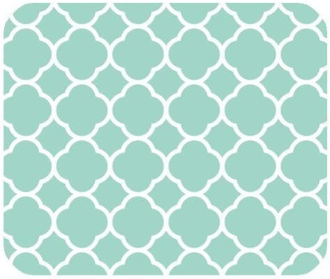 Non-Skid Natural Rubber Back Mint Quatrefoil Pattern Teal Turquoise Design Soft Mouse Pad Gaming Mousepad
