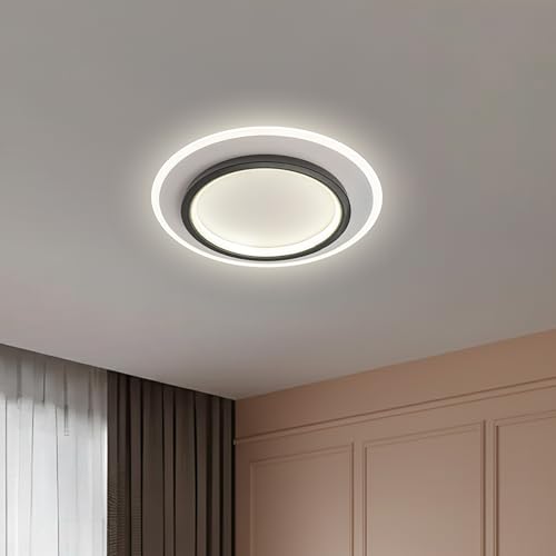 Image of LED Ceiling Light 50W - Black Round Panel, 3 Color Modes, Eye Protection, CRI ≥97, 20cm for Bedroom | Studyroom | Corridor