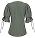 Women's Renaissance Shirt Casual Short Sleeve Lace-up Tops Blouse Green Gray XXL