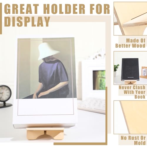 4 Pack Wooden Book Stand for Display Book Holder Easel Stand Collector Display Back to School Gift for Home Office Album CD Magazine Comic Postcard Picture Artworks - Image 4