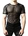 JOGAL T-shirt à manches courtes pour homme à rayures verticales transparentes - Noir - Large