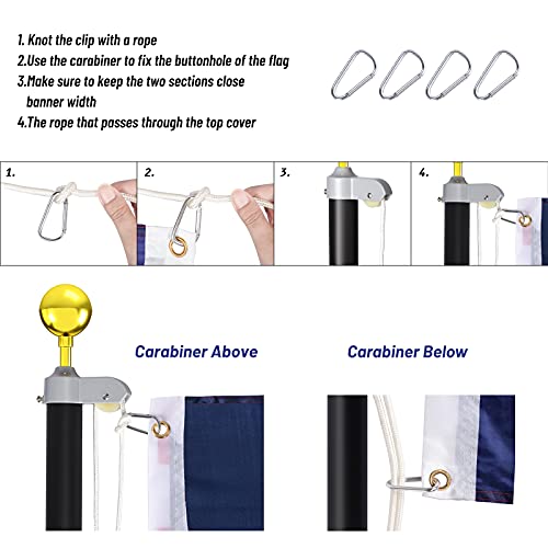 14 Gauge Sectional Flag Pole Kit, 25 FT Extra Thick Flag Poles for Outside House, Heavy Duty Aluminum Outdoor In ground Flagpoles with 3x5 American Flag for Residential or Commercial, Black by WeValor - Image 6