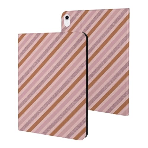 Coque iPad 11" 2025 et iPad 10 fine à rayures roses avec réveil automatique
