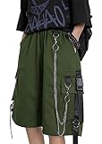 Kisswow Cargo Shorts with Chain Punk Jorts Harajuku Shorts Fairy Grunge Clothes Techwear Pants Korean Clothes