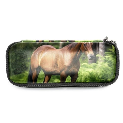 Astuccio per matite astuccio estetico cavallo sullerba per marrone