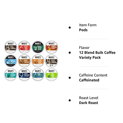 Maud's 12 Flavor Bulk Coffee Variety Pack (Variety Family Pack), 136Ct. Solar Energy Produced Recyclable Single Serve Bulk Variety Coffee Pods – 100% Arabica Coffee California Roasted, Kcup Compatible #TOP1