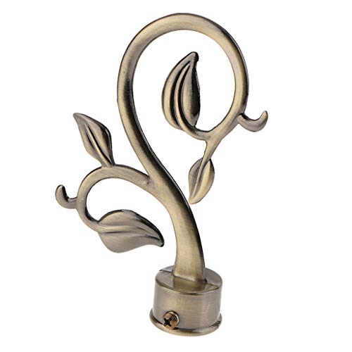 D DOLITY Terminale End Finials Raccordi per Bastoni di Tenda Palo Accessorio Decorativo - Foglie: Bronzo