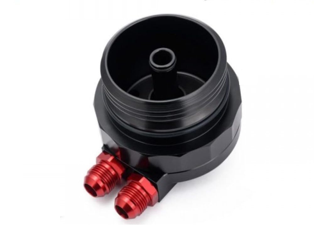 Tappo filtro dell'olio adattatore refrigeratore olio billet alluminio nero anodizzato olio Dash10 AN10 fino a 150 PSI testato compatibile con VW Audi Porsche 3.0l TDI EHVP EA897 10100108