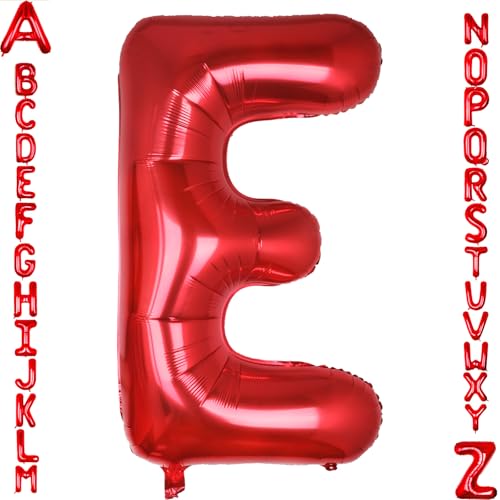 AULE 40 Inch Red E Balloon Letter Foil A-Z Birthday Big Alphabet