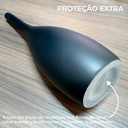 Dupla Vaso Decorativo Preto Fosco de Cerâmica Vanguard para Sala
