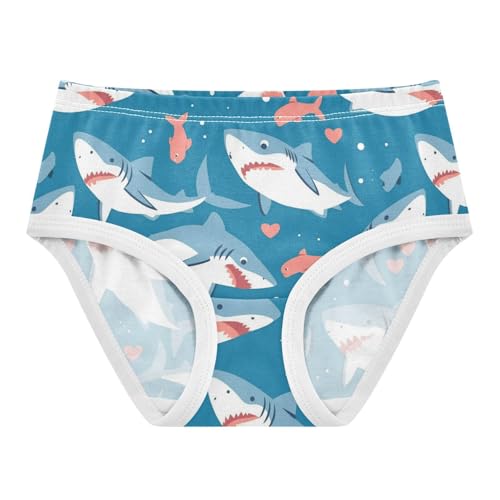 Wusikd Cute Sharks Girls' Underwear Cotton Hearts Girls Briefs Soft Toddler Underwear 2T