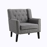 Nusetx Fabric Living Room Chair Comfy Upholstered Button Tufted Armchair, Mid-Century Modern Chair A