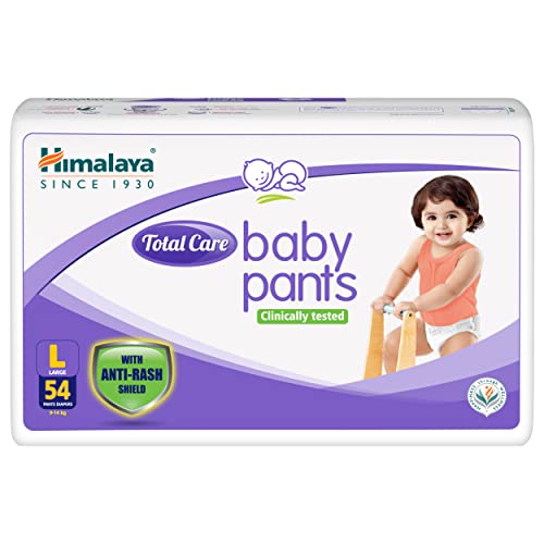 Image of Himalaya Total Care Baby Pants Diapers, Large (9-14 kg), 54 Count, With Anti-Rash Shield, Indian Aloe Vera and Yashad Bhasma, Silky Soft Inner Layer