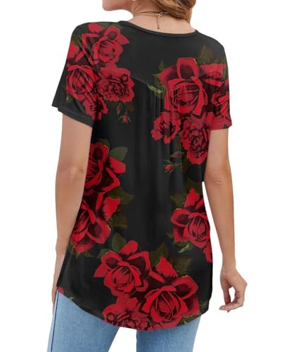 Image of BeadChica Women's Tunic Tops For Leggings Short Sleeve Shirts Botton Up Casual Ruched Blouses Clothing