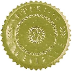 Gold Excellence Certificate Seals - Set of 36 inSuperior Excellence in foil Stickers, 2 in Across