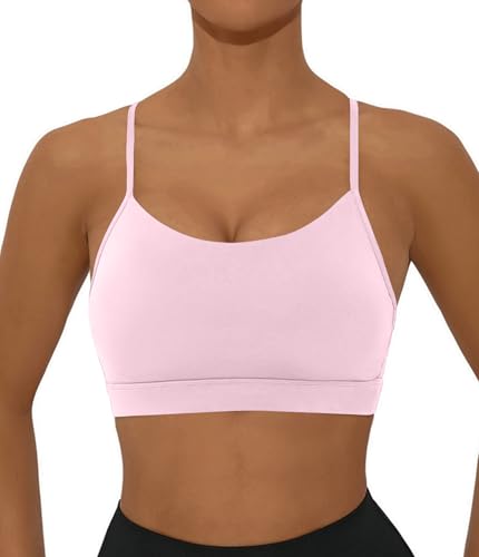 Image of Comper Y Back Sports Bra for Women Low Impact Racerback Workout Bras Sexy Thin Straps Yoga Bras with Removable Pads