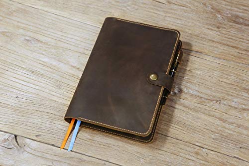 Personalized leather portfolio folio for Full Focus Planner, customized Full Focus Planner leather cover case - NFFA505C
