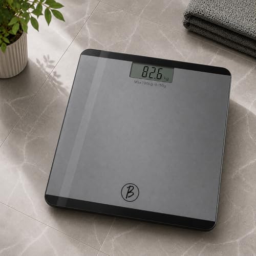 Image of Btag Premium Digital Body Weight Scale | 26x26 cm Wide Platform | Clear LCD Display | Anti-Skid Base | 180 kg Capacity Block Design (Black)
