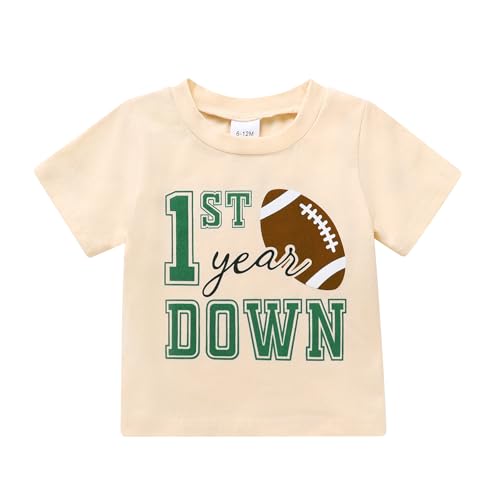 YOUNGER TREE Baby Boy Clothes 1 Year Old Clothes First Birthday Outfit Boy Short Sleeve T-Shirt Infant Summer Outfits(First Year Down,18-24 Months)
