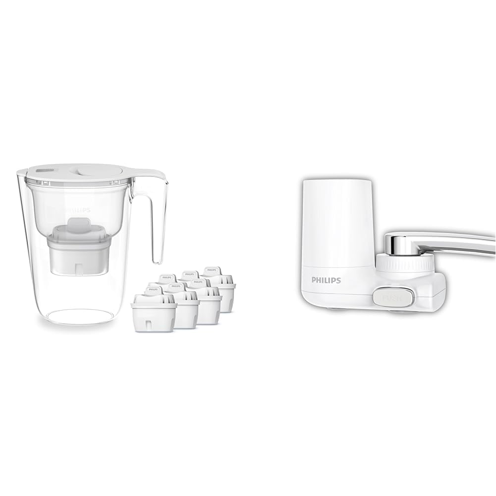 Carafe filtrante Philips contre le tartre avec 6 recharges Micro X-Clean de 2,6 L