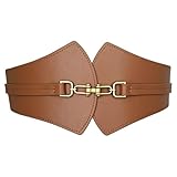Hermoli Leather Wied Elastic Corset Waist Belt, Tied Waspie,Vintage for Dresses Accessories (Brown)
