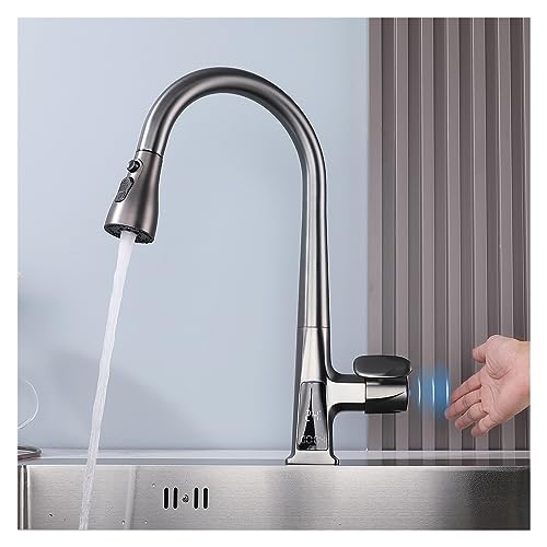 Robinet d'évier à double commande noir et chrome avec écran digital intégré - 4