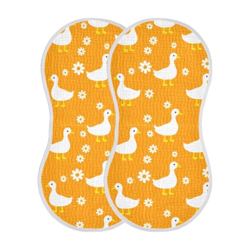 Baby Burp Cloths, Soft Absorbent Burping Cloths for Babies, Cotton Milk Spit Up Rags, Large Size for Newborns, Baby Boys and Girls (Duck Daisy Wave)2