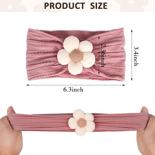 Miuxueso 3 Pcs Baby Flower Headbands Baby Girls Nylon Headbands Soft Hairbands Hair Accessories For Newborn Infant Toddler Kids thumb #1
