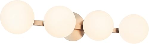 Miniatura 2 de Lámparas de tocador de baño, modernas 4 luces de globo de pared, iluminación de níquel cepillado, lámpara de montaje en pared de porche para baño,