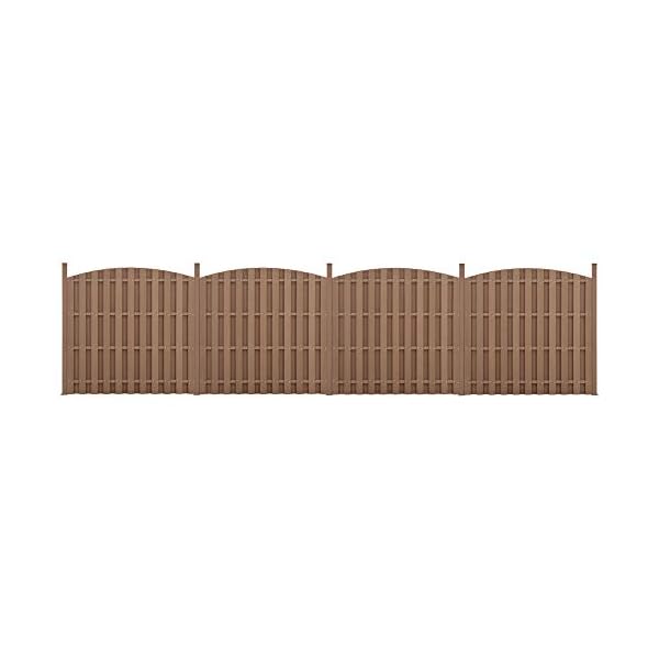 neu.holz WPC Gartenzaun mit Rundbogen und Pfosten 185x747cm Braun Sichtschutz Windschutz Lamellenzaun Zaun