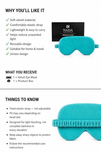 Image of Eye Mask for Sleeping for Women, Velvet Super Soft Sleep Mask Blind Fold for Comfortable Sleep, Travelling, Meditation & Relaxation, Eye Pad for Girls, Blind Fold for Sleeping - Sky Blue (Pack of 1)