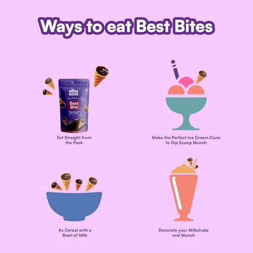 Image of Nova Nova Best Bite Choco Filled Cones | Belgian & Dark Chocolate - Assorted Pack of 6| 100% Eggless | No Added Preservatives (100g)