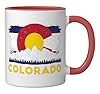 Colorado State Flag Rocky Mountain Denver Winter Aurora Ceramic Mug, Red/White #1