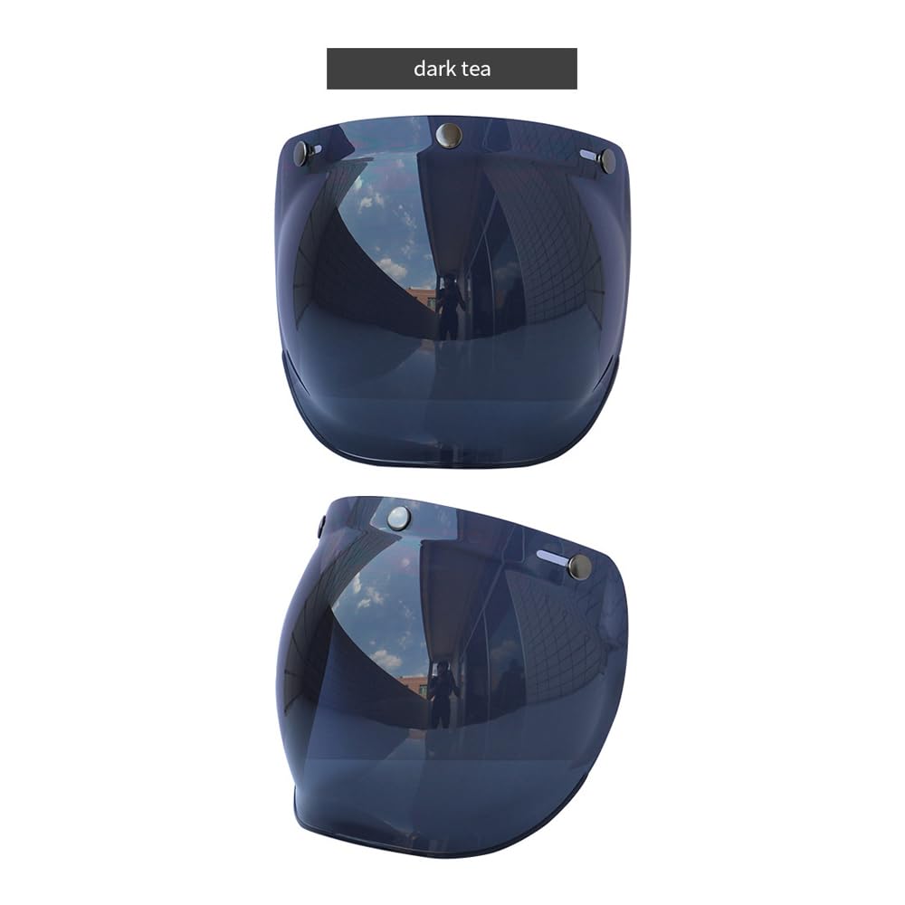 Careta 3 Broches Shkalacar Visera Para Casco Abierto - Lente Burbuja,  Varios Colores, Compatible Con 3 Broches Soporte Abatible 3 Broches, image size:1000x1000