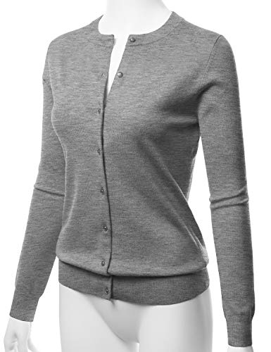 Image of LALABEE Women's Crew Neck Gem Button Long Sleeve Soft Knit Cardigan Sweater