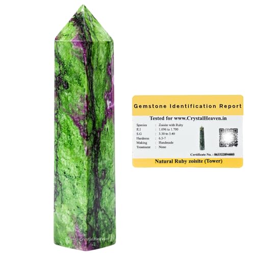 Image of Certified Ruby Zoisite Crystal Tower Obelisk Point For Chakra, Healing And Balancing - Aaa Grade Original Certified Gemstone Agate For Reiki Meditation Yoga Spiritual (2-3 Inches)