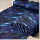 Swafing Baumwollstoff Tim Meterware Weltall – Sterne & Galaxie Dunkelblau – 100% Baumwolle Webware 130g/m² – Oeko-Tex Klasse 1 Babystoff – 147cm Breite