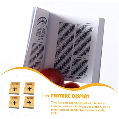 KICHOUSE 4 Pcs mini bíblia decoração casa de bonecas bíblia em branco livros de miniaturas atemporai
