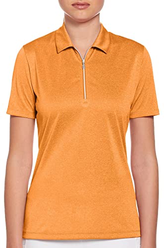 Callaway Women's Quarter Zip Short Sleeve Heather Golf Polo, Moisture-Wicking, Lightweight Soft Fabric, Classic Fit, Nectarine HTR, X-Large - image 1