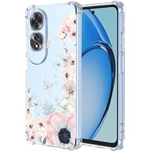 for Oppo A60 4G Case with Clear Floral Pattern,Shockproof Soft Case for Oppo A60 4G,Pink Flowers Butterflies,A60 4G