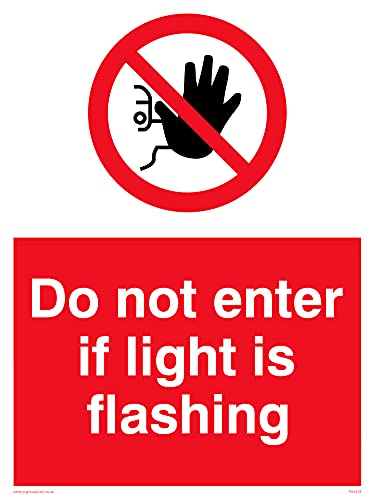 Confezione Da 5 Cartelli Con Scritta In Lingua Inglese "Do Not Enter If Light Is Flashing", 150 X 200 Mm, Formato A5P